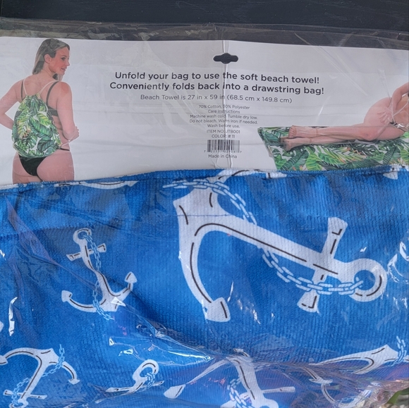 NWt* 2 in 1 anchor beach towel & Drawstring bag ;plus anchor table art. - Picture 5 of 7